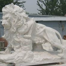 decoração de jardim ao ar livre chinês antigo pedra escultura mármore tamanho vida leão estátuas para venda